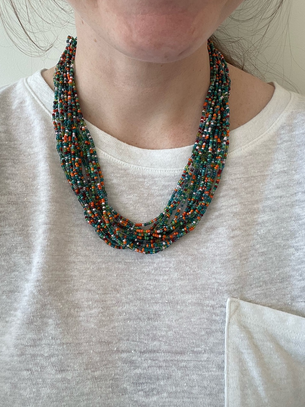 Seed Bead Multicolor Necklace - Colorful Boho Beaded Statement Jewelry